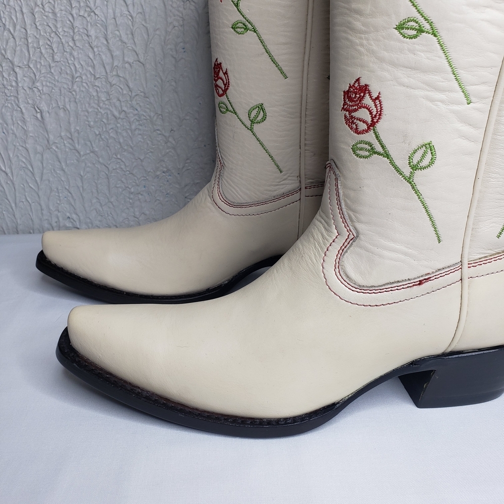 Anthropologie X Planet Cowboy Dozen Roses Cream Cowboy Boots Western Womens 8 US - Picture 10 of 16